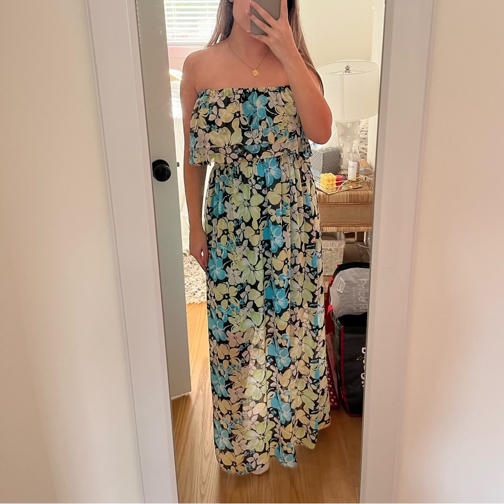 Maxi floral strapless dress